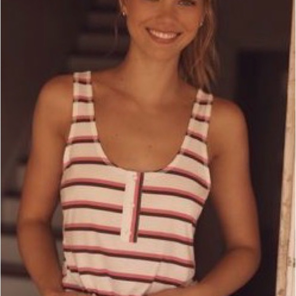 Anthropologie Pink and White Striped Tank Top